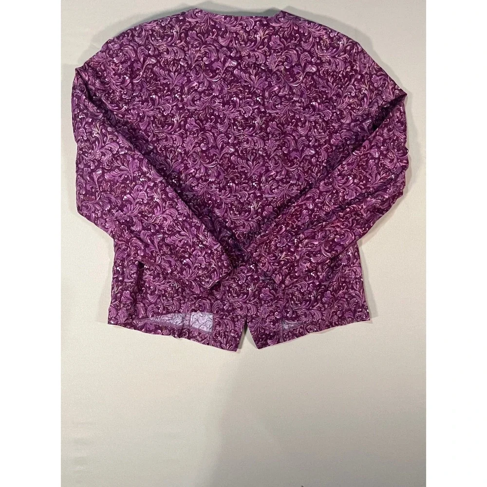 BIS Cuts Purple Paisley Gold Metallic Skirt Set Jacket Midi Skirt Womens Medium